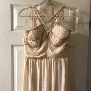 Cream gown with beaded asymmetrical neckline 💕